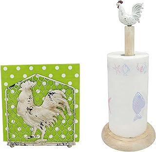Rooster Design Tabletop Napkin Whitewashed